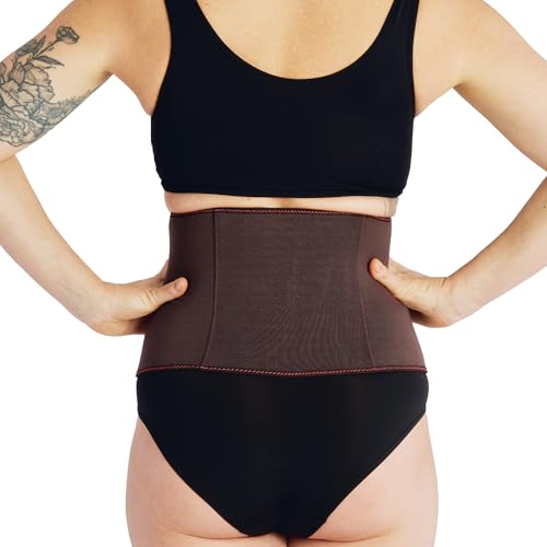Belly Bandit BFF Postpartum Belly Wrap, Adjustable Abdominal Wrap | Post Pregnancy Recovery, Corset-Inspired Design for Waist, Core, and Back Support for C-Section or Natural Birth - color: Brown, size: X-Small