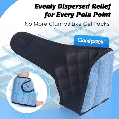Comfpack Ankle Ice Pack Wrap, 2 Hours Long Lasting Cold Therapy for Swelling, Sprained Ankle, Achilles Tendonitis, Plantar Fasciitis Relief, Heel Pain, Reusable Ice Wrap for Surgery Recovery - style: Ankle Ice Pack Wrap
