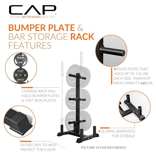 CAP 2-inch Olympic Bumper Plate Weight Set | 100-370 lbs | Multiple Colors | Storage Rack Optional - size: 160 lb - Set with Rack, style: COMPETITION