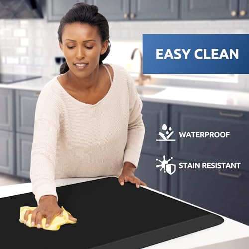 KitchenClouds Kitchen Mat Cushioned Anti Fatigue Rug 24"x70" Water Resistant, Non Slip, Standing and Comfort Desk/Floor Mats for House Sink Office (Black,0.8inch) - color: Black, size: 70"L x 24"W x 0.8"Th
