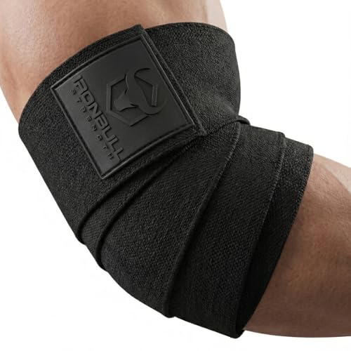 Elbow Wraps for Weightlifting (1 Pair) - 50" Elastic Elbow Braces for Weight Lifting - Elbow Support for Bench Press, Powerlifting, Fitness, & Gym Workout - Gym Elbow Straps Weightlifting - Elbow Compression Strap Brace - color: Black/Black