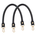 AUEAR, Leather Replacement Handles Purses Straps Black Handbag Strap with Gold Lobster Buckles for Small Handmade Straw Bag (15.7 Inches, Style A, 2 Pack) - color: Black