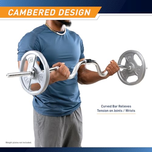 Marcy 1 inch Standard Curl Bar with Spin-Lock Collars Weightlifting Strength Training Home Gym Accessory for Triceps and Biceps - style: Two-Piece