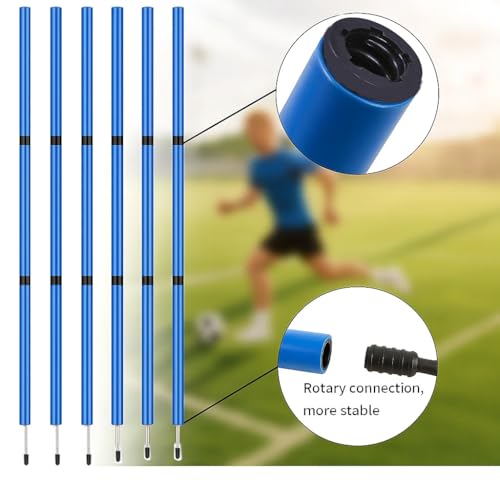 Soccer Agility Training Equipment, 6 Adjustable Soccer Training Agility Poles, 1 Speed Agility Ladder,10 Soccer Agility Cones for Training, 1 Jump Rope + Storage Bag for Youth Soccer Drills - color: blue