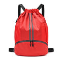 LOKAPEGY Drawstring Gym Bag for Men, Waterproof Drawstring Backpack for Women, Swim Bag with Shoes Compartment.(Red) - color: Red