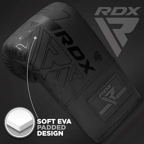 RDX Boxing Pads and Bag Gloves Set, Maya Hide Leather Kara Hook and Jab Training Pads, Curved Focus Mitts for MMA, Muay Thai, Kickboxing Coaching, Martial Arts, Punching Hand Target Strike Shield - color: BLACK