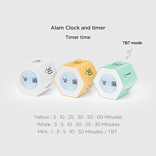 Mooas Multi-Hexagon Clock Cube, Digital Clock, Pomodoro Timer with Backlight 12/24H Count up & Countdown, Flip Timer, Various Time Presets - Ideal for Classroom, Gym, Office (Yellow) - color: Yellow