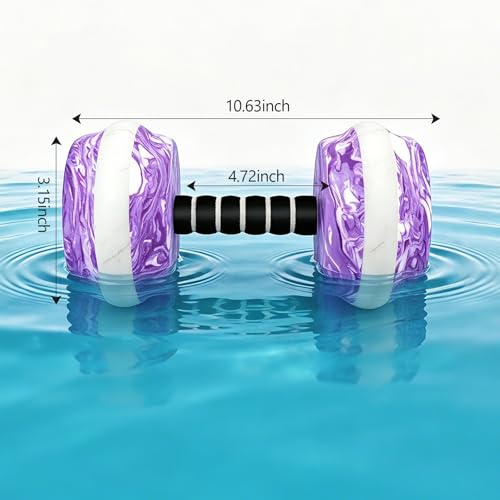 Aquatic Exercise Dumbbells, 2PCS Water Weights for Pool Exercise, Water Aerobics Equipment, High-Density EVA-Foam Pool Weights Dumbbells for Weight Loss, Pool Fitness, Water Exercise - color: Purple