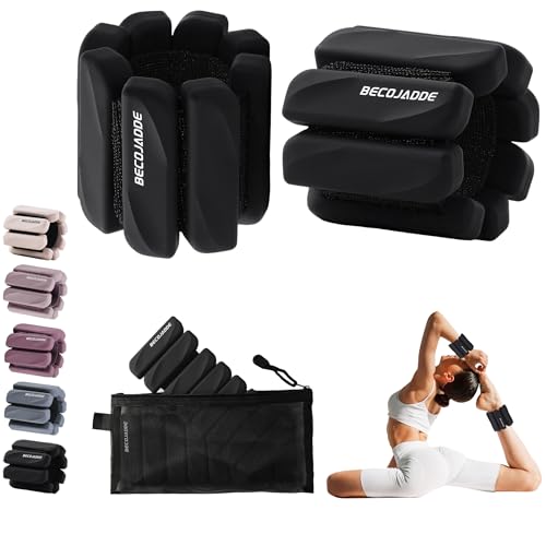 BECOJADDE Ankle Weights Set of 2 (1 lb/2 lb Each) for Women Men Adjustable Wrist Bracelet for Home Gym Weighted Bangles Wristbands Leg Arm Weights for Walking Swimming Running Pilates Yoga Gym - color: Black, size: 4 Lb Pair (2 Lb Each)