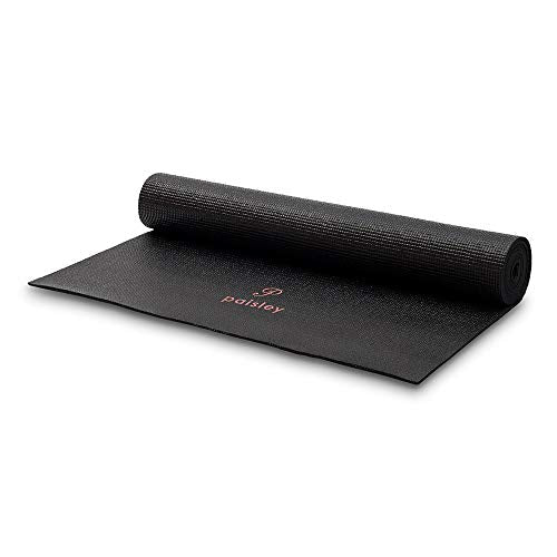 Weddingstar Customizable No-Slip Black Yoga Mat - color: Script Monogram