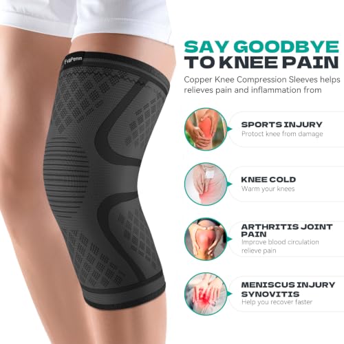 Knee Brace for Women & Men, Knee Compression Sleeve for Knee Pain | 2 Pack Soft Knee Brace for Arthritis, Workout, Runniing, Sports, Meniscus Tear, ACL & Arthritis Pain Relief, Black, S
