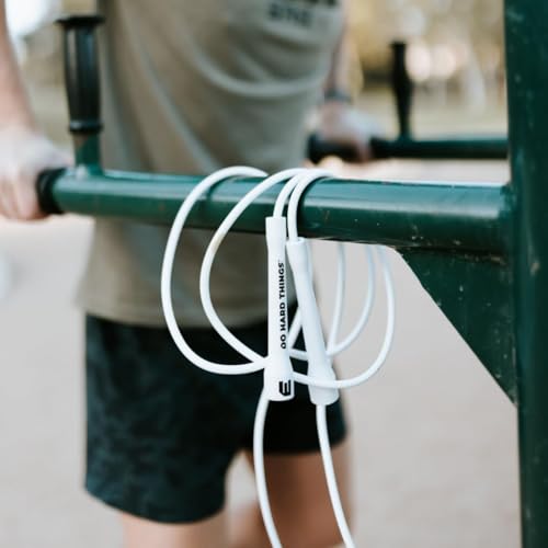Elite Jumps 6mm PVC Jump Rope, Adjustable Skipping Rope | Non-kinking PVC cord. Unbreakable handles. Smooth rotation. For cardio and boxing. - color: Pastel Pink