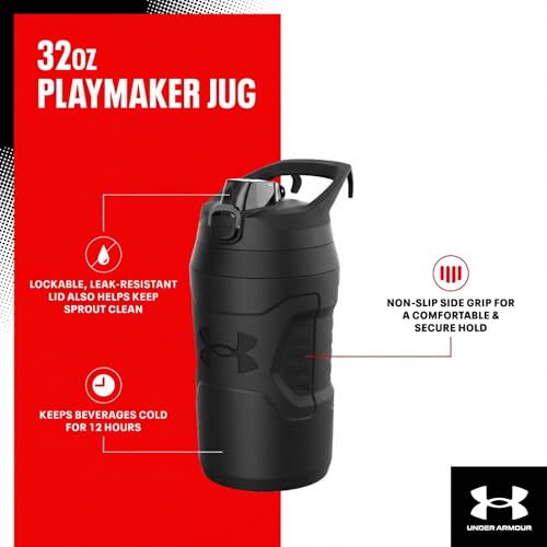 Under Armour 32 oz Insulated Water Bottles - Sports Water Jug with Fence Hook, Leak Resistant for Baseball, Football & More, 32 oz Insulated, Blaze Orange/Black - color: Blaze Orange/Black, size: 32 Ounces