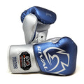 RIVAL Boxing RS100 Professional Lace-Up Sparring Gloves, Handcrafted with Super-Rich Microfiber PU, Ergonomically Designed to Perfectly Fit Your Hand - color: Blue/Silver, size: 18 oz.