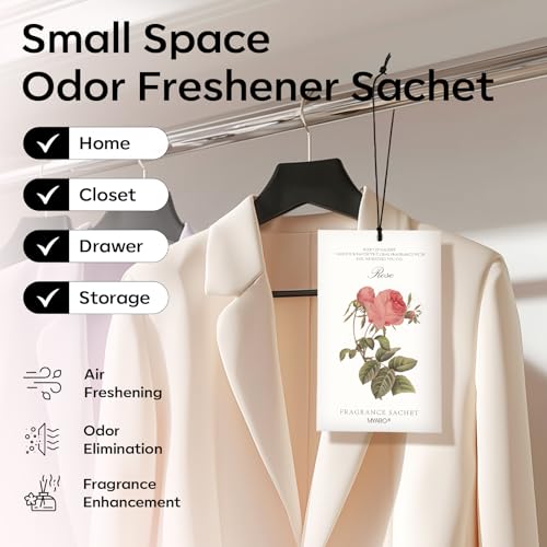 MYARO 12 Pcs Rose Scented Sachets Long Lasting Room Air Freshener Odor Deodorizer Eliminating for Home Drawer Closet Clothes Storage - color: Rose