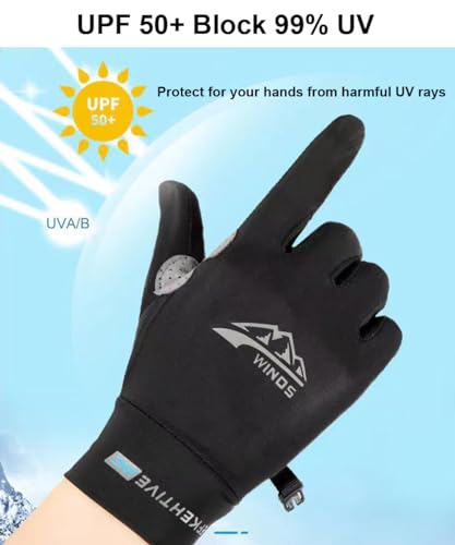 SUJAYU Full Finger UV Protection Gloves - Women & Men, Thin Fishing, Hiking, Cycling, Driving, Gym Gloves - color: White, size: Large
