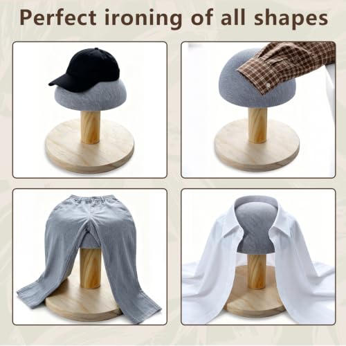 Bra Wooden Ironing Board Tabletop Small Round Base Padded Mini for Bras,Hats,Shirts,Collars,Kids Clothes Sewing Dorm Travel,Grey - size: small round