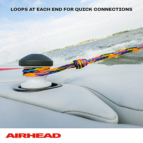 Airhead 1-6 Person Tow Rope for Towable Tubes, Heavy Duty Boat Towline for Tubing, UV Resistant 16 Strand Polypropylene with Rope Keeper, up to 6,000 lb Break Strength - size: 2 Person