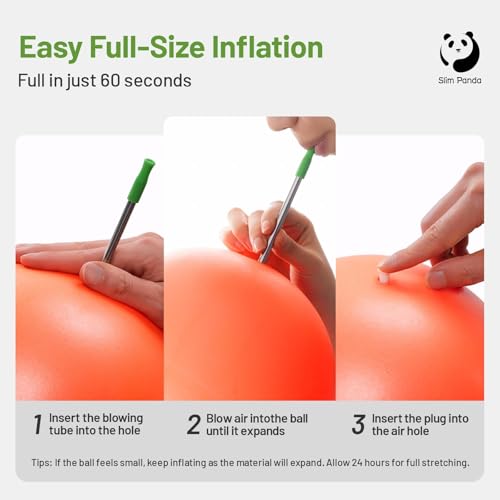 Slim Panda Pilates Ball, 9 Inch Small Exercise Ball, Anti Burst Mini Yoga Ball for Stability, Workout, Barre, Core Strength, Physical Therapy, Balance, Stretching - color: Orange