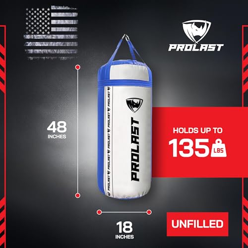 4Ft XL 135Lb Heavy Punching Kicking Bag for Adults, Boxing, MMA, Martial Arts, Muay Thai, Strength Training Equipment - color: White / Blue, size: Unfilled