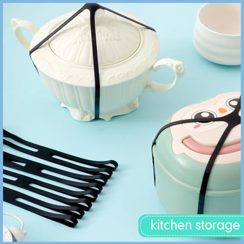Outus 10 Pcs 9 Inch H-band Silicone Rubber Bands Assorted Black Elastic Rubber Wrapping Bands for Books, Cameras, Art, Cooking, Wrapping, Exercise, Bag Wraps - size: Black