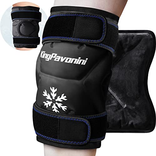 KingPavonini XXL Knee Ice Pack Wrap Around Entire Knee After Surgery, Large Reusable Gel Ice Pack for Injuries, Pain Relief, Swelling, Sports Injuries, 1 Pack (Black) - style: Black