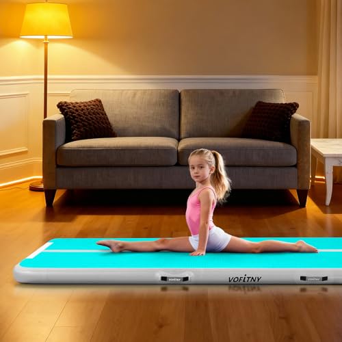 VOFiTNY All Purpose Gymnastics Mat 6.6/10/13/16/20 ft Sturdy Inflatable Tumble Track for Home/Gym - color: Cyan/HotPink, size: 16ft*3.3ft*4inches(5m*1m*0.1m)