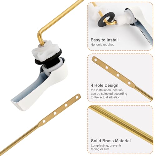 Hibbent Universal Metal Front Mount Toilet Handle Replacement Kit | White Finish Solid Brass Toilet Flush Tank Lever, Stainless Steel Flapper Chains for Most Toilet Tanks - color: White, style: Upgraded Front Mount