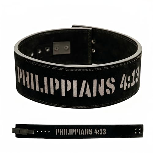 Christian Lever Weight Lifting Belt- 10mm Thick Leather Weightlifting Belt for Men & Women- Durable Leather Weight Belt for Men- High Strength Powerlifting Belt- Squat Belt, Deadlifting Belt | Faith Lever Weight Belt for Men, Secure Steel Lever Buckle, Du