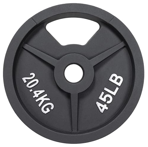 Fitvids 2-Inch Olympic and 1-Inch Standard Cast Iron Weight Plate for Strength Training & Weightlifting, Multiple Weights Available - color: Standard (1-Inch Center), style: 45LB Pair