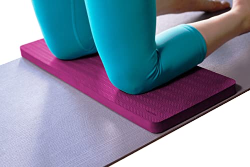 SukhaMat Firm Support Yoga Exercise Knee Pad - Extra-Firm Cushioning, 1" Thick TPE, Ideal for Knees/Elbows/Wrists, Pain Relief, Durable Non-Slip Mat for Exercises - color: Purple
