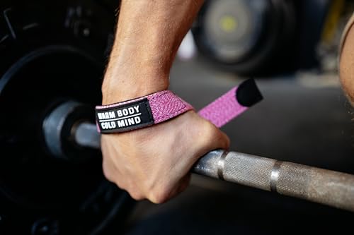 WARM BODY COLD MIND V2 Lifting Wrist Straps for Weightlifting - Hand Straps for Powerlifting, Weight Lifting, Bodybuilding Functional/Cross Training, Deadlift Gym Bar, Cotton - color: Basic Pink