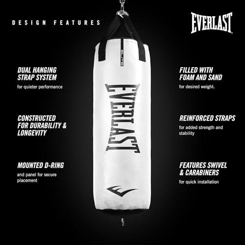 Everlast Elite Punching Bag | Durable Boxing MMA, Adults | Muay Thai - color: White - Bag Only, size: 80 lb