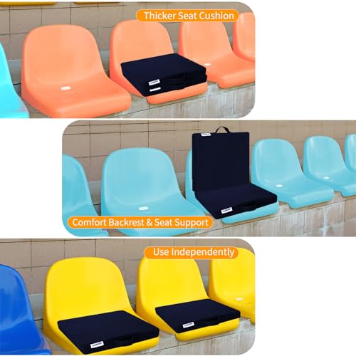 2 PCS Stadium Seat Cushions,Portable Waterproof Bleacher Pads with Handle,2.2" Foam Stadium Pads with 900D Oxford & Water-Repellent Lining for Indoor Outdoor Events - color: Navy, size: 2.2''