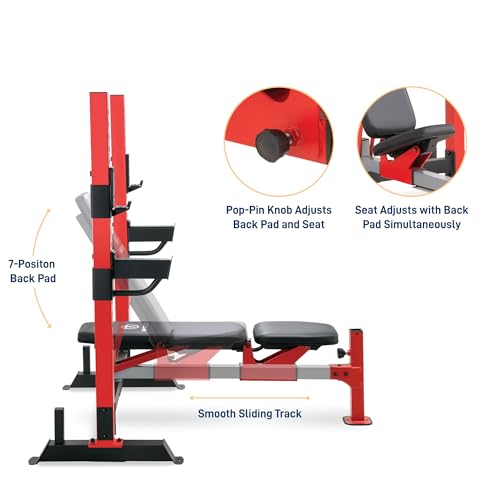 Marcy Deluxe Olympic Weight Bench with Adjustable Back & Bar Catch & Optional Arm Curl, Leg Developer, Lat Tower Attachments (Sold Separately), Personal Home Gym for Strength Training, Weightlifting - color: Olympic Bench MWB-7096
