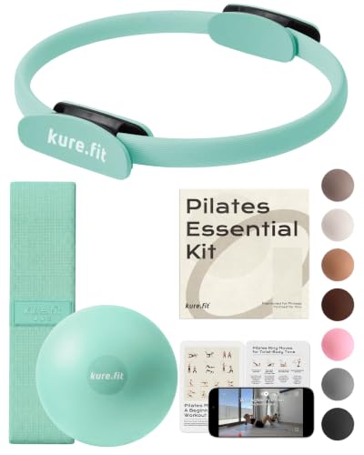 Pilates Kit for Women – Home Pilates Equipment Set with Ring, Ball & Resistance Bands | Pilates Starter Kit with Accessories in Gift Box - color: Sage, style: Essential Kit - 3PC