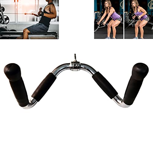 Lat Cable Machine Attachment Curl Pulldown Barbell Revolving Bar, Multi-Exerciser Cable Attachment, Solid Steel Tricep Press Down Bar with Rubber Handgrips & Revolving Hanger - color: M