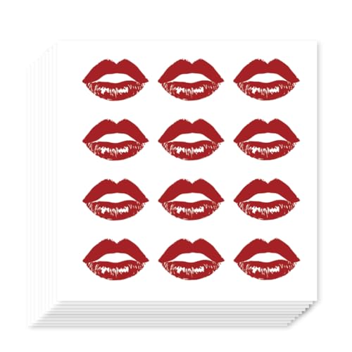 OLYCRAFT 240Pcs Individual Lipstick Stickers 20 Sheets Kiss Sticker Self-Adhesive Stickers Self-Adhesive Paper Decorative Stickers Red Lips Planner Stickers for Party Decorative Presents Sealing - style: Lipstick