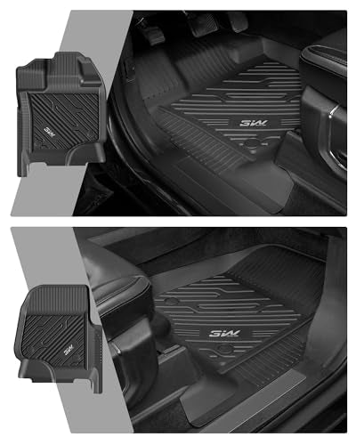 3W Floor Mats for Ford F-150 2015-2025 2026 & F150 Lightning 2022-2025 SuperCrew (w/o Fold Flat Storage), TPE All Weather Custom Fit, Front & Rear 3PCS | Heavy Duty, Easy Clean - Black