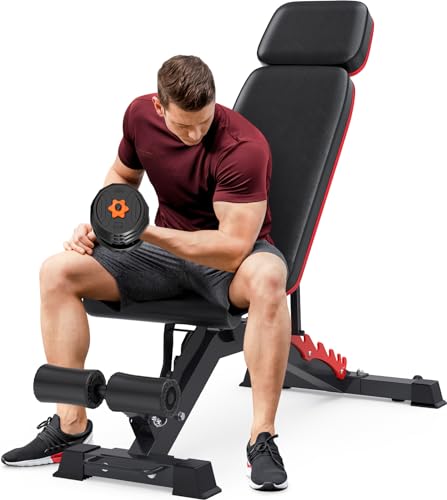 1200LBS Adjustable Weight Bench Press, Heavy-duty Workout Bench for Home Gym, Extra Headrest, Incline Decline strength Training Bench Press for Full Body Workout Extrem Stable