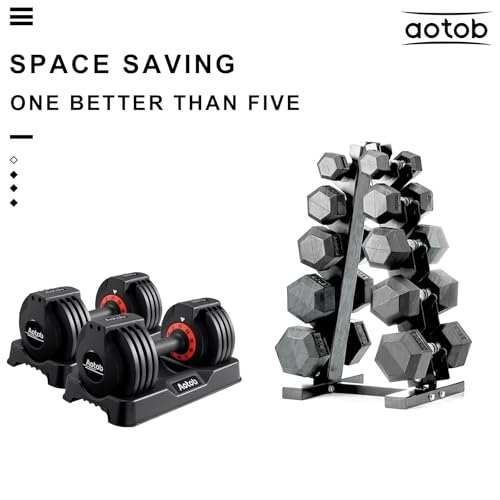 AOTOB Adjustable Dumbbell Set 25/55 Lbs (Pair), Fast Weight Adjustment with Anti-Slip Turning Handle, Space-Saving for Home Gym, Strength Training Equipment for Men & Women - color: 25lbs Black-Pair-Prime