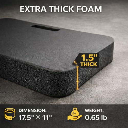 Gardzen Extra Thick Kneeling Pad for Gardening and Work, 1.5 Inch Soft NBR Foam Knee Cushion for Bathing Baby, Large Kneeler Mat for Yoga Exercise, 18x11 Inch, Black - size: 1 Pack