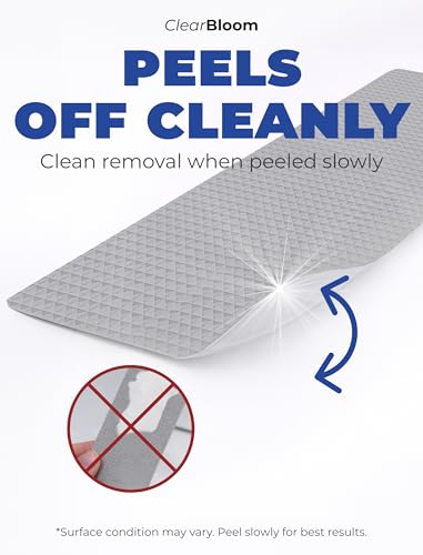 Clear Bloom XXL Anti Slip Shower Stickers 12 PCS, Gray Non-Slip Shower Strips for Adults, Premium Adhesive Bath Tub Stickers - color: Gray