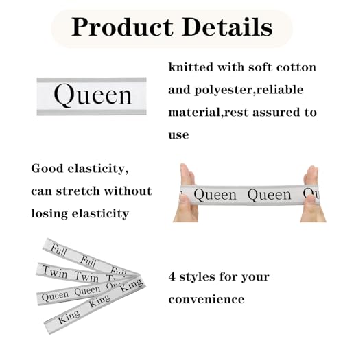 24 Pieces Bed Sheet Organizer Bands, Closet Organization Sheet Straps, Linen Labels Bedding Bands, Elastic Bed Sheet Storage Sheet Keepers （6PcsQueen 6PcsKing 6PcsTwin 6PcsFull） - color: Grey, size: 24PCs (6 Queen & 6 King & 6 Twin & 6 Full)