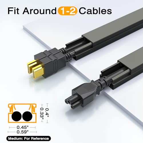 Delamu 157in Cord Covers for Wires on Wall, Cord Hider for 1 Cord, Paintable Cable Hider, Cable Management Wire Covers for Cords,W0.55 H0.4in, Black - color: Black, size: 157in L x 0.55in W x 0.4in H