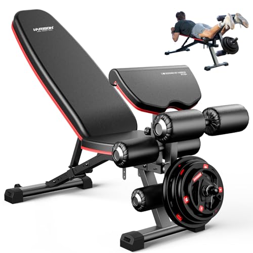 HARISON Adjustable Weight Bench, Bench1000 MAX Heavy Duty Workout Bench Press with Leg Extension and Preacher Pad for Home Gym Strength Training, Flat Incline Decline Sit Up Bench