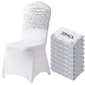 20 Pcs Silver Sequin Chair Back Covers 16x16 Inches Double Sided Glitter Stretch Folding Chair Sashes Stretch Slipcovers for Wedding Banquet Reception Baby Shower Party Decorations