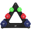 JFIT Dumbbell Pairs or Sets – Neoprene & Vinyl Coated Hand Weights for Home Gym, Strength Training, Aerobics, Cardio Exercise and Fitness - size: 20 lbs (Pair), style: Dumbbell Set with Rack