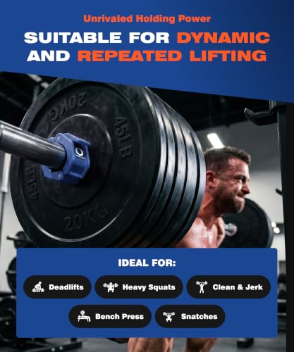 Lock-Jaw Barbell Collars Sport Olympic Barbell Clamps 2 Pcs – Heavy Duty Bar Clamps for 2” & 50mm Olympic Bars – Secure Weight Bar Clamps for Strength Training & Home Gym Accessories – Blue