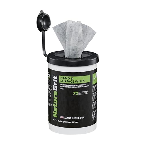 NatureGrit Hand & Surface Wipes: Mechanic Cleaning & Degreaser Sheets, Grime Removal, Hand Cleaner Towels for Mechanics, Workshop Use (Box of 6 canisters, 72ct/canister)